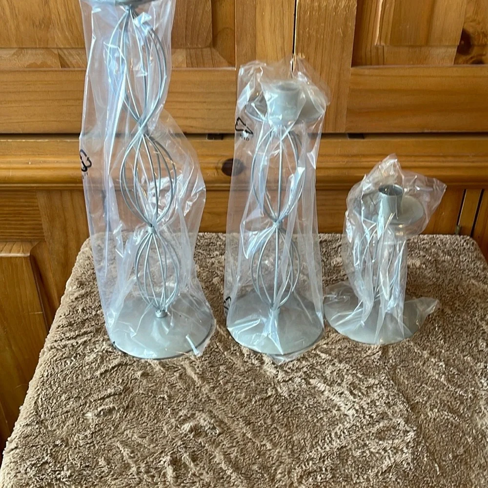 IKEA Elegant Silver 3 Candle Holder Set
